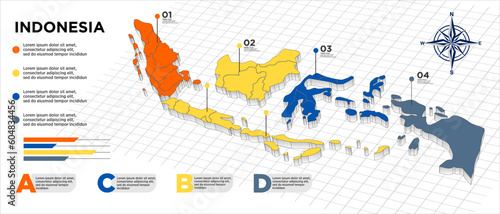 indonesia modern map with infographic, isolated on white background vector illustration eps 10