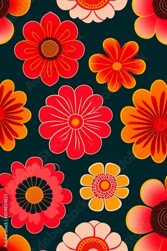 seamless pattern with flowers  ai generative