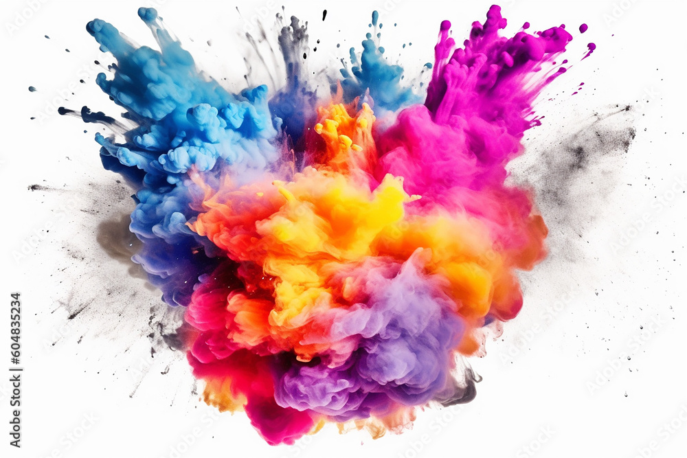 colorful powder paint explosion. abstract background. Generative AI