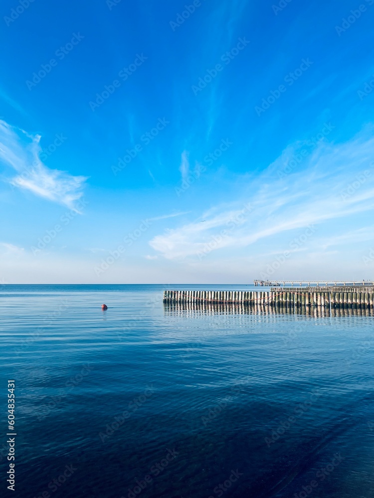 Obraz premium Blue seascape, sea view, calm sea coastline