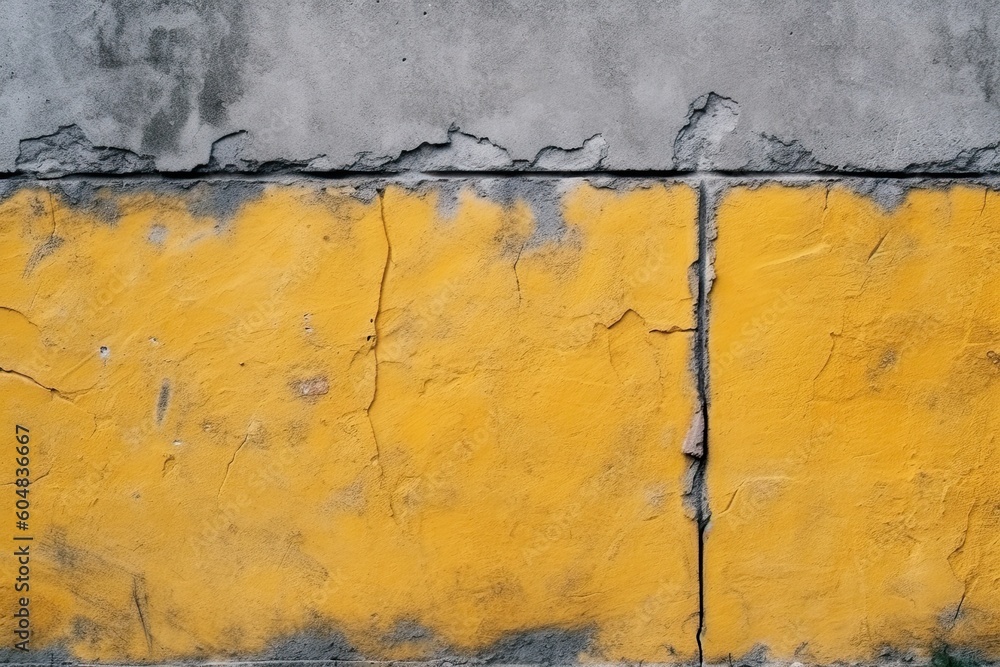 Naklejka premium Abstract architecture grey yellow concrete wall and lines Generative AI