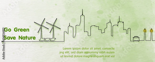 Concept poster's campaign of World environment day in line art and watercolors style and vector design with slogan wording, example texts.