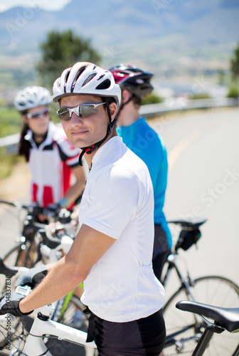 Cyclist smiling before race