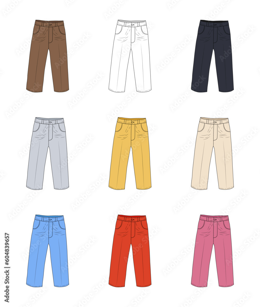 Color pants set illustration on white background Color pants set illustration on white background