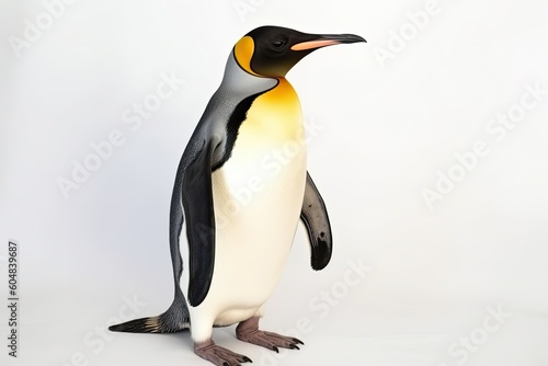 Emperor penguin in full growth on a white background. Generative AI