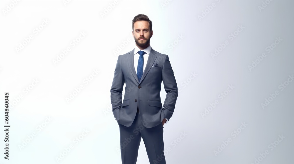 Businessman isolated - handsome man standing with crossed arms. Generative AI. Businessman isolated - handsome man standing with crossed arms. Generative AI.