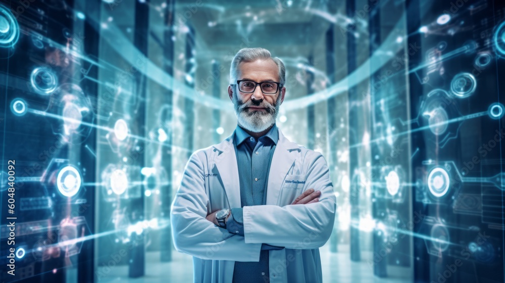 Medicine doctor. Digital healthcare and network connection, medical technology, and futuristic concept. Generative AI. Medicine doctor. Digital healthcare and network connection, medical technology, and futuristic concept. Generative AI.