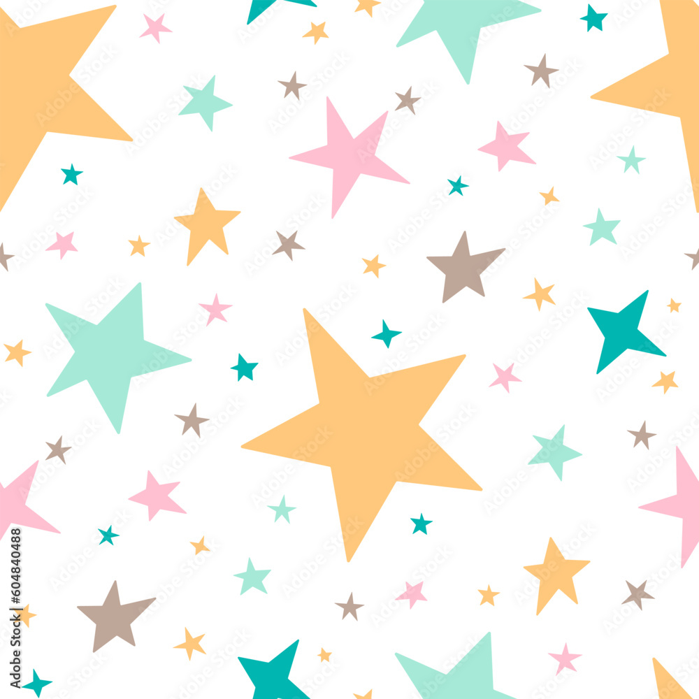 colorful seamless pattern with chaotic doodle stars different size colorful seamless pattern with chaotic doodle stars different size