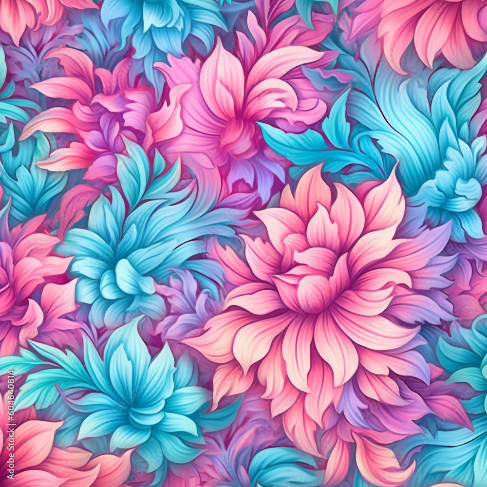 Abstract pink and blue flower pattern background Abstract pink and blue flower pattern background