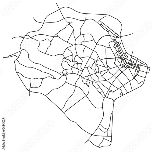 Naha Japan city with highways, major and minor roads, town footprint plan. City map with streets,  urban planning scheme. Plan street map, road graphic navigation. Vector