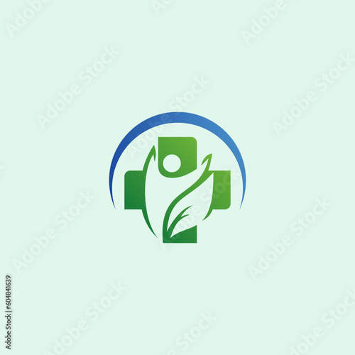 Naturopathic Medical logo design. Vector illustration plus Medical icon and leaf element. Modern Naturopathic logo design vector icon template