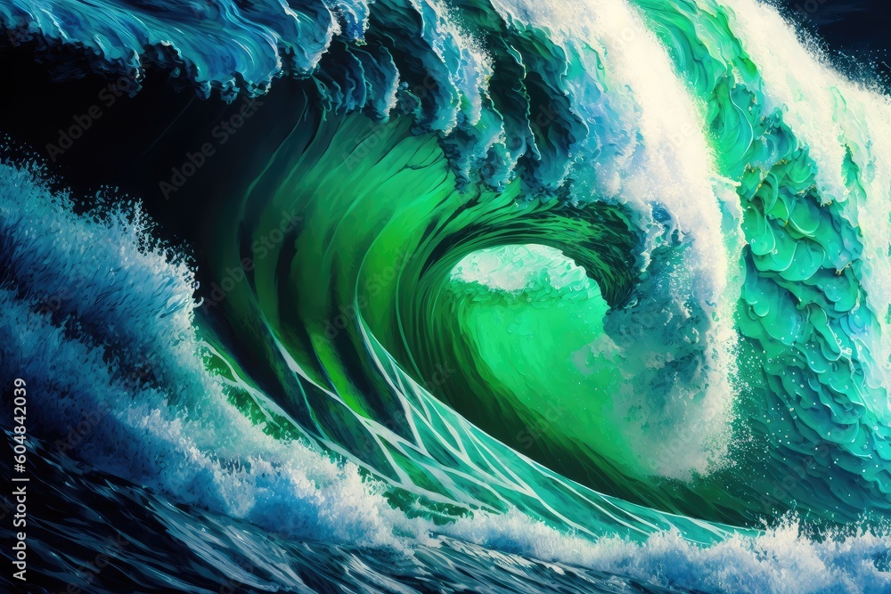 ocean wave background showing blue and green hues with white caps ...