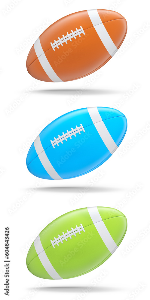 Set of American football balls isolated on white background Set of American football balls isolated on white background