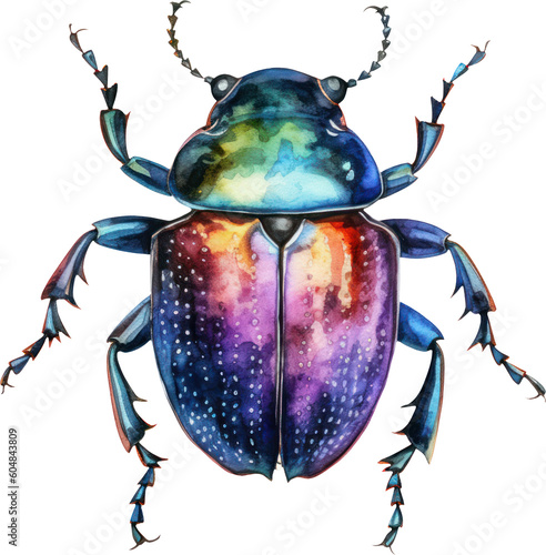 Beetle Watercolor Illustration. Generative AI photo