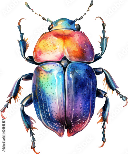 Beetle Watercolor Illustration. Generative AI photo