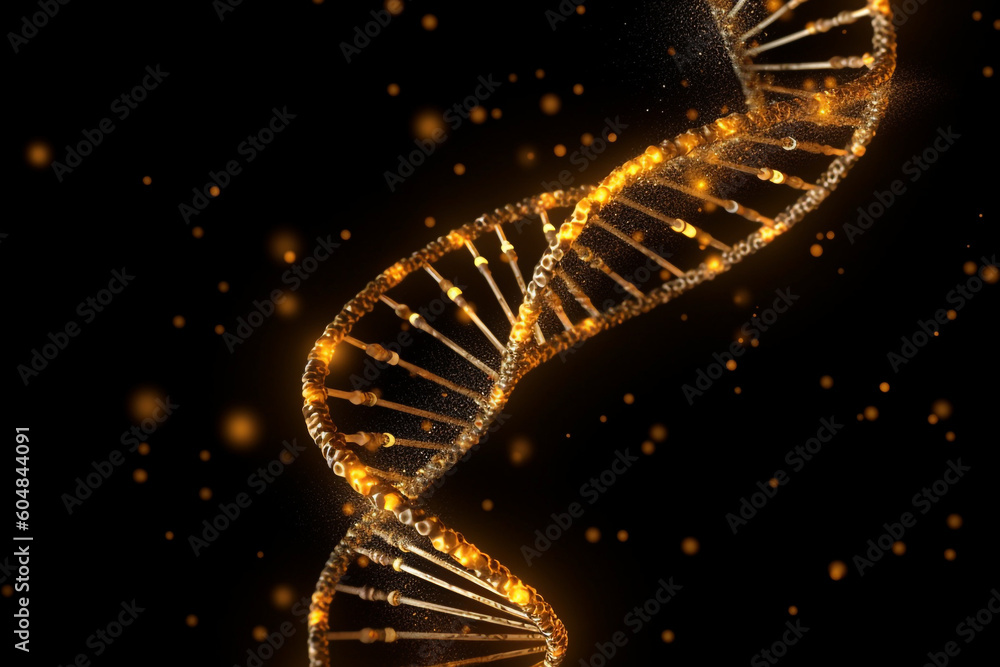 Obraz premium Gold helix human DNA structure
