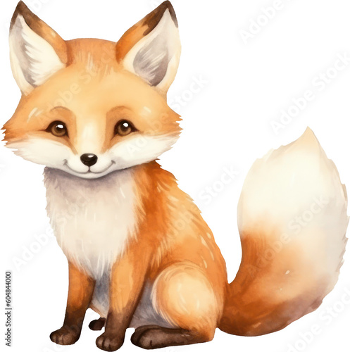 Cute Fox Watercolor Illustration. Generative AI