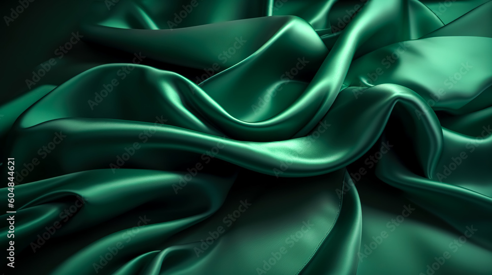 Obraz premium Texture background with green fabric, generative AI.