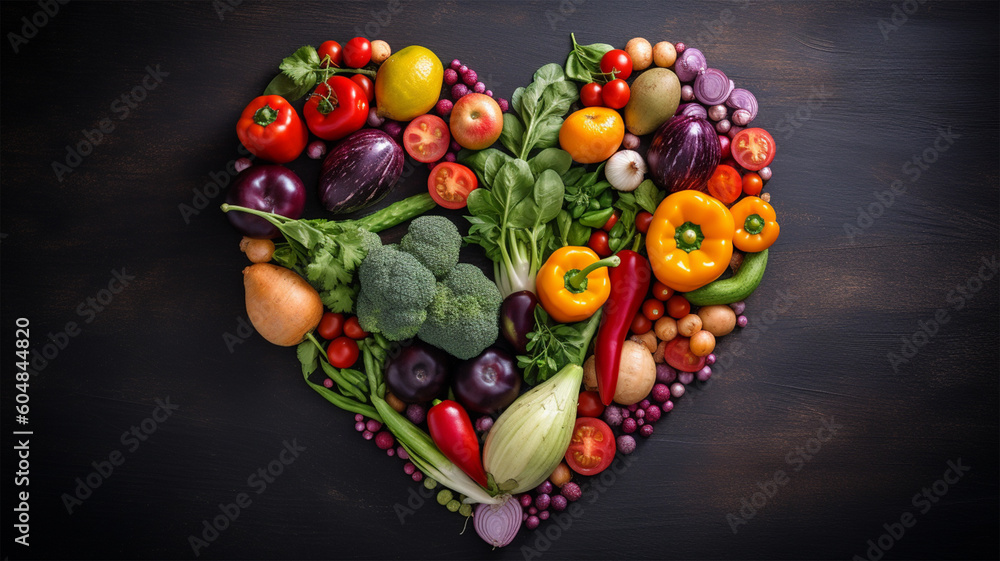 vegetables and fruits Generative AI Illustration. vegetables and fruits Generative AI Illustration.