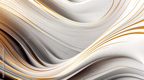 Abstract wavy background with golden lines, generative AI.