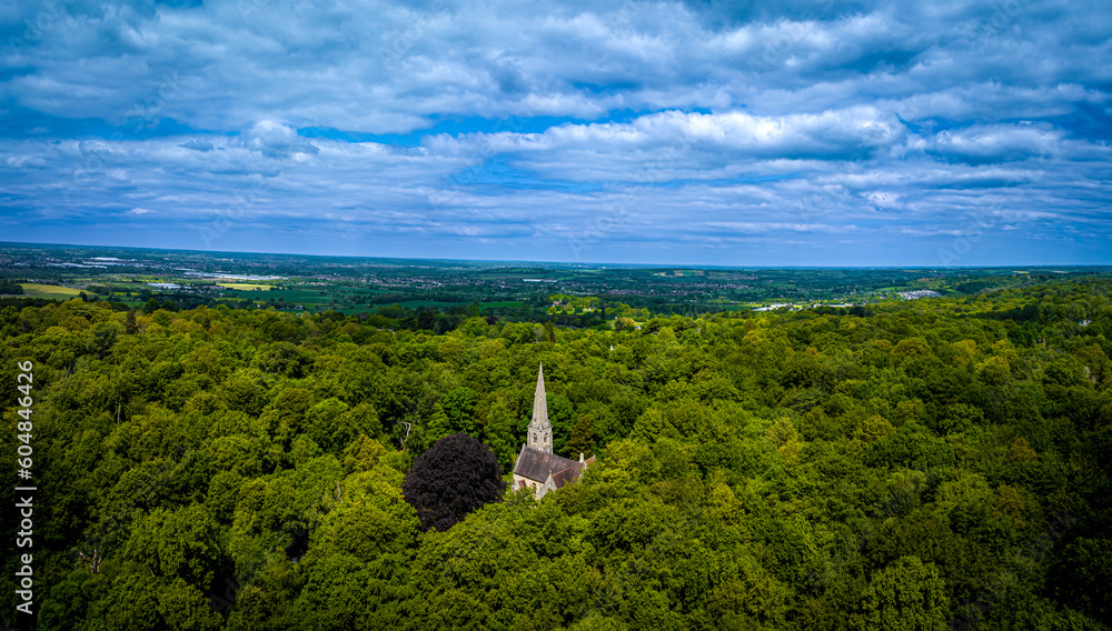 Aerial view of Holy Innocents Church in Essex, England
