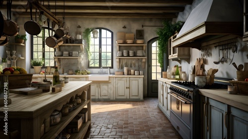 Atmospheric rustic kitchen photographic scene