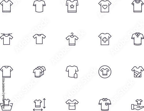 Collection of modern t-shirts outline icons. Set of modern illustrations for mobile apps, web sites, flyers, banners etc isolated on white background. Premium quality signs
