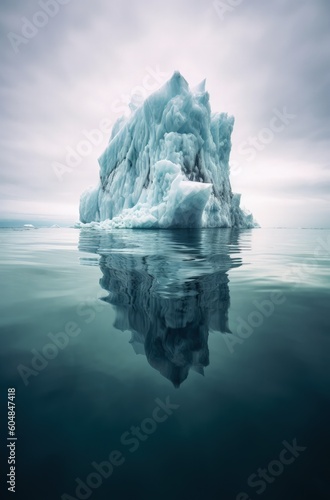 Iceberg in Jokulsarlon glacier lagoon, Iceland. ice menace, global warming concept. generative AI