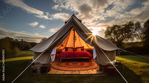Luxury Glamorous camping  glamping in beautiful countryside  Generative AI