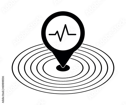 Earthquake icon in black colors on a transparent background. Element, designation designation of earthquake, magnitude in vector illustration.