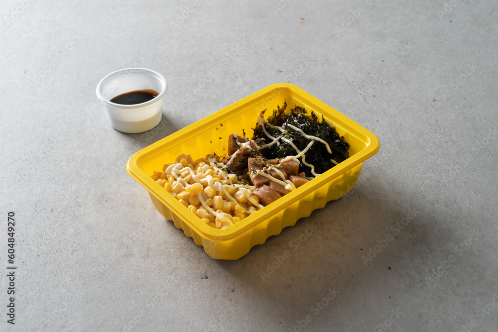 Yaki dumpling, cheese stick, meat dumpling, spam cup rice, yaki-bum Tuna cup rice Yaki dumpling, cheese stick, meat dumpling, spam cup rice, yaki-bum Tuna cup rice