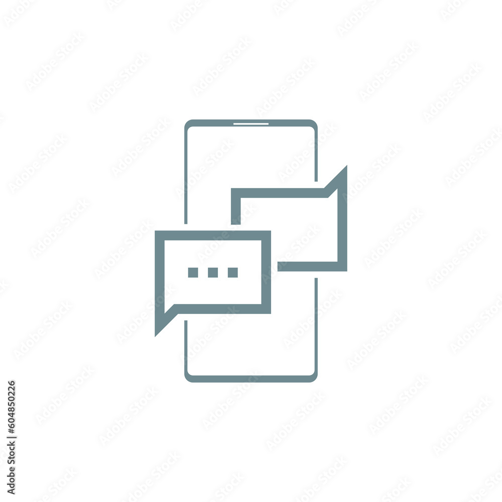 New chat messages notification on phone icon isolated on transparent background New chat messages notification on phone icon isolated on transparent background