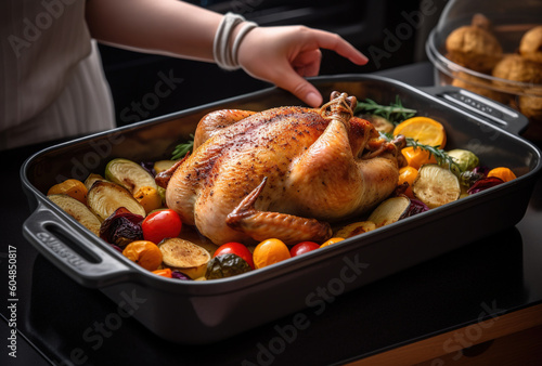 roasted turkey with vegetables