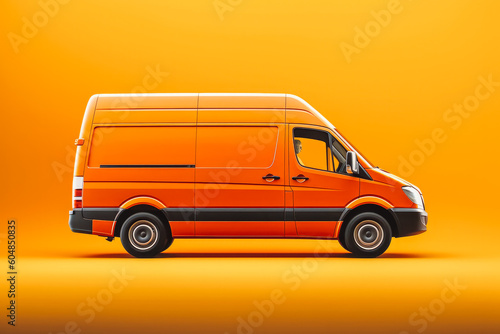 Delivery van on its way. Fast post transport and delivery service with delivery truck. Generative AI