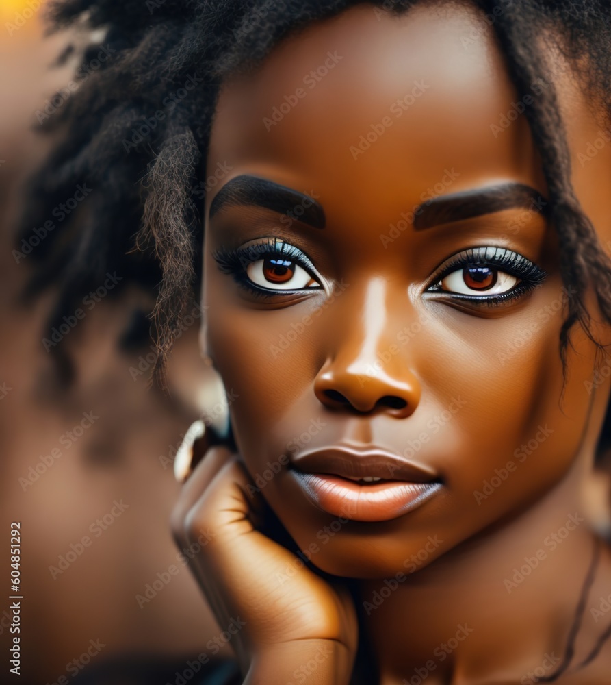 Portrait of a beautiful young afro american model looking at camera. With afro hair and clean healthy facial skin. Skin care. Copy space. Portrait of a beautiful young afro american model looking at camera. With afro hair and clean healthy facial skin. Skin care. Copy space.