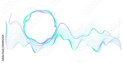 Sound wave, music, Energy and dynamism. Modern purple-blue-green gradient smooth wave lines for banner, presentation, template, web design. Futuristic technology concept. Vector