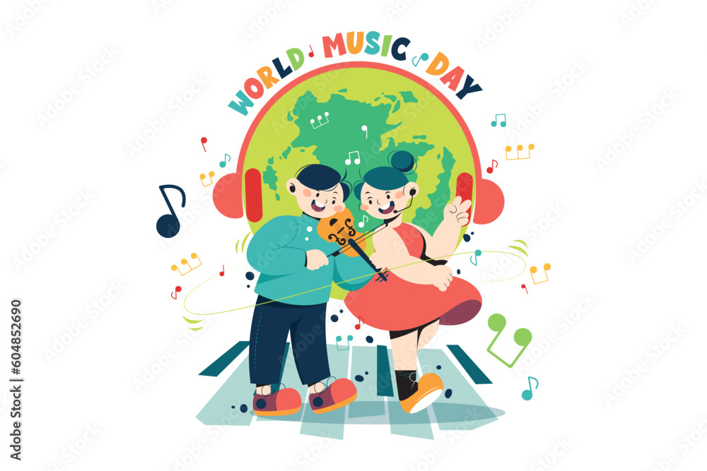 World Music Day Illustration concept on white background World Music Day Illustration concept on white background