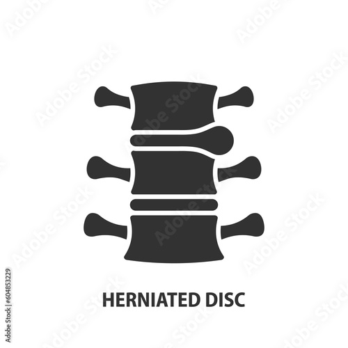 Spinal disc herniation glyph icon. Herniated disc vector sign. Intervertebral hernia symbol.