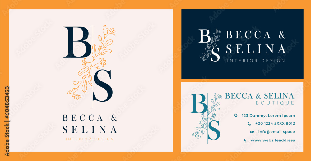 Naklejka premium Floral business card
