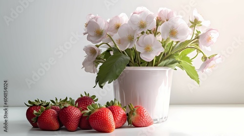 Fresh strawberries on a white background. Generative AI