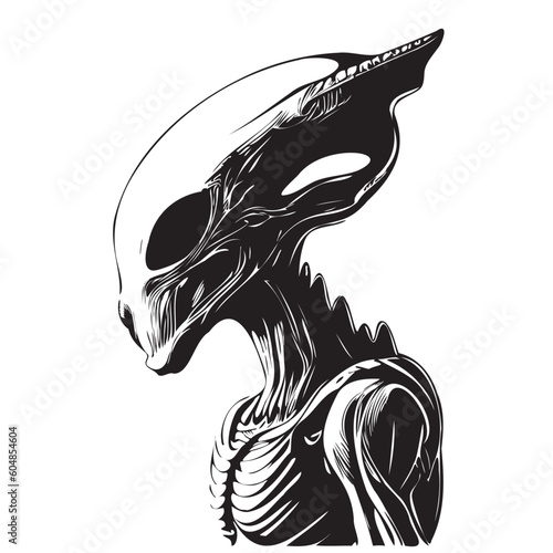 Alien space sketch hand drawn in doodle style illustration