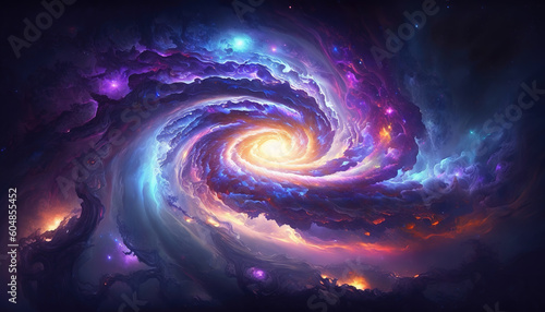 a fantasy inspired colored black hole, science artstyle, generative ai technology