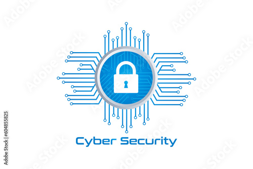 Cyber security logo with lock icon	