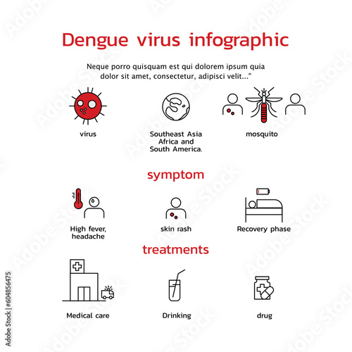 Dengue virus infographic, Vector signs for web graphics.