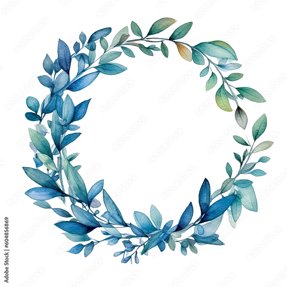 Watercolor Navy Floral Border Clipart with Transparent Background ...
