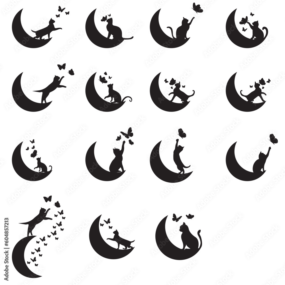 Cat And Moon SVG Moon SVG Cat SVG Butterfly Svg Vector Illustration cat-and-moon-svg-moon-svg-cat-svg-butterfly-svg-vector-illustration