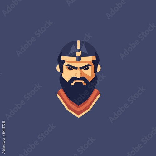 Samurai fantasy avatar minimalistic flat vector art symbol / logo, calm pastel colours