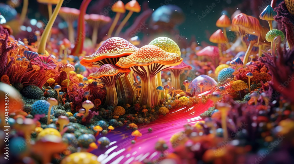 Obraz premium Psychedelic trip created with generative AI technology