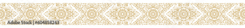 Gold line art, buddhism temple element and background pattern decoration motifs for pillar pattern