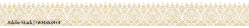 Gold line art, buddhism temple element and background pattern decoration motifs for pillar pattern